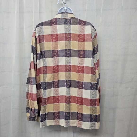 Alfred Dunner Lavender Pink Patchwork Floral Button Down Blouse Boho 20W - Picture 7 of 13